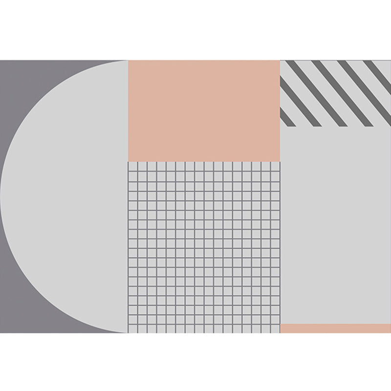 Skorter | Bold Living Room Area Rug Multicolored Mixed Geometric Shapes Rug Polyester Anti-Slip Backing Rug