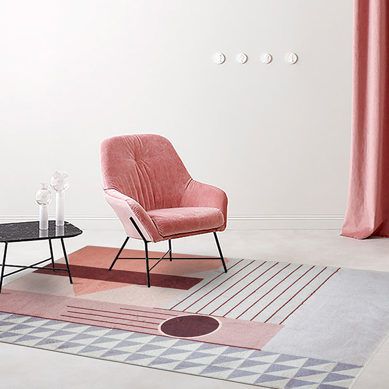 Skorter | Bold Living Room Area Rug Multicolored Mixed Geometric Shapes Rug Polyester Anti-Slip Backing Rug