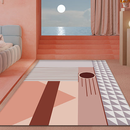 Skorter | Bold Living Room Area Rug Multicolored Mixed Geometric Shapes Rug Polyester Anti-Slip Backing Rug