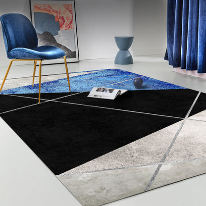 Skorter | Dark Color Simple Rug Polypropylene Color Block Geometric Carpet Non-Slip Pet-Friendly Rug for Home