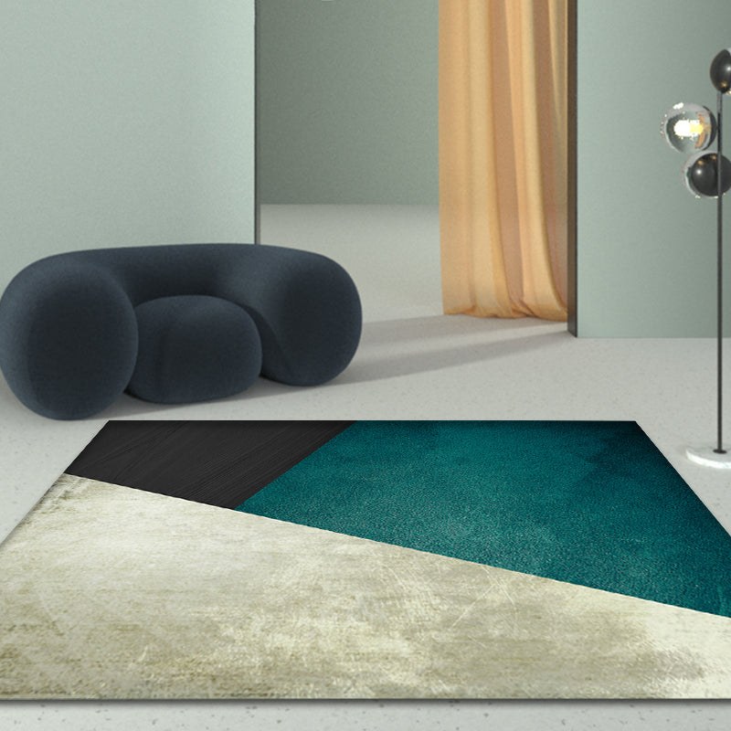 Skorter | Dark Color Simple Rug Polypropylene Color Block Geometric Carpet Non-Slip Pet-Friendly Rug for Home