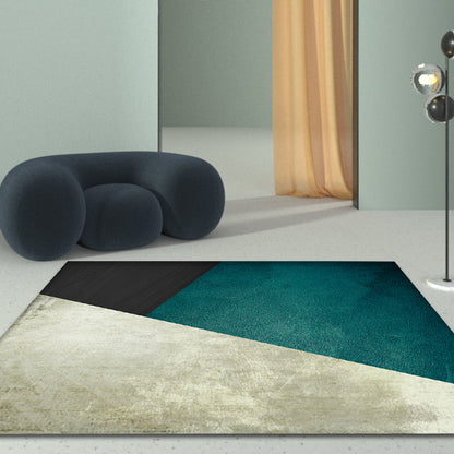 Skorter | Dark Color Simple Rug Polypropylene Color Block Geometric Carpet Non-Slip Pet-Friendly Rug for Home