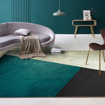 Skorter | Dark Color Simple Rug Polypropylene Color Block Geometric Carpet Non-Slip Pet-Friendly Rug for Home