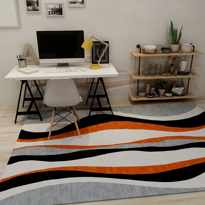 Skorter | Bold Living Room Rug Modern Color Blocking Rug Synthetic Stain Resistant Non-Slip Backing Rug