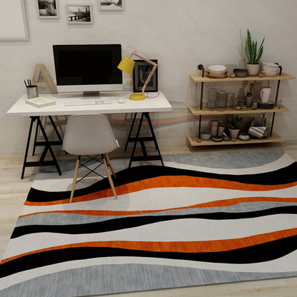 Skorter | Bold Living Room Rug Modern Color Blocking Rug Synthetic Stain Resistant Non-Slip Backing Rug