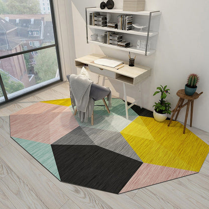 Skorter | Cool Geometric Rug Multicolor Trendy Rug Polyester Non-Slip Easy-Care Rug for the Living Room