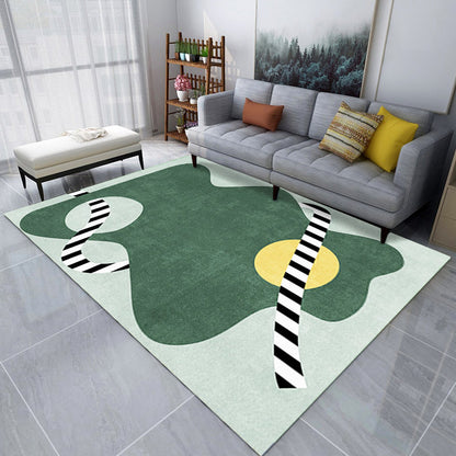 Skorter | Creative Color Block Print Carpet Multicolor Modern Style Rug Polyester Non-Slip Backing Carpet for Home