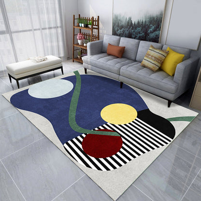 Skorter | Creative Color Block Print Carpet Multicolor Modern Style Rug Polyester Non-Slip Backing Carpet for Home