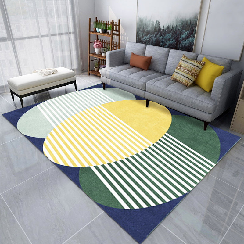 Skorter | Creative Color Block Print Carpet Multicolor Modern Style Rug Polyester Non-Slip Backing Carpet for Home