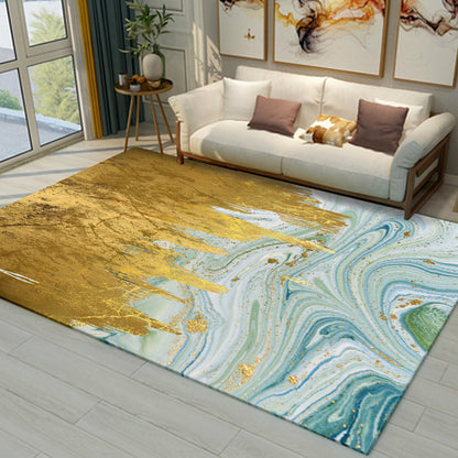 Skorter | Cyberpunk Living Room Carpet Multi Color Abstract Foil Streams Carpet Polyester Machine Washable Area Rug