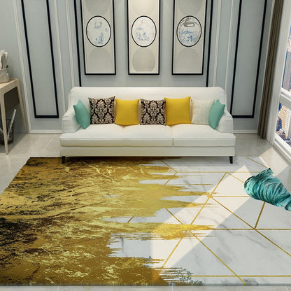 Skorter | Cyberpunk Living Room Carpet Multi Color Abstract Foil Streams Carpet Polyester Machine Washable Area Rug