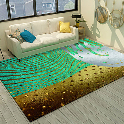 Skorter | Cyberpunk Living Room Carpet Multi Color Abstract Foil Streams Carpet Polyester Machine Washable Area Rug