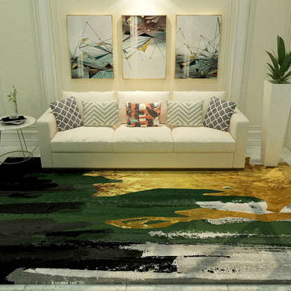 Skorter | Cyberpunk Living Room Carpet Multi Color Abstract Foil Streams Carpet Polyester Machine Washable Area Rug