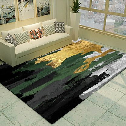 Skorter | Cyberpunk Living Room Carpet Multi Color Abstract Foil Streams Carpet Polyester Machine Washable Area Rug