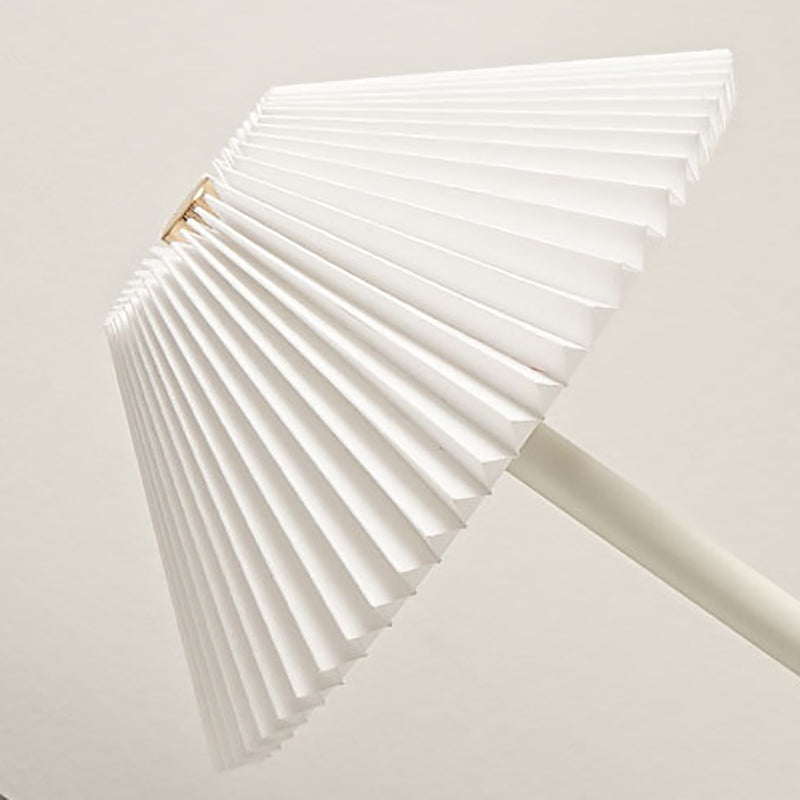 Skorter | Contemporary Scandinavian rechargeable iron fabric cone pleated LED table lamp for bedside