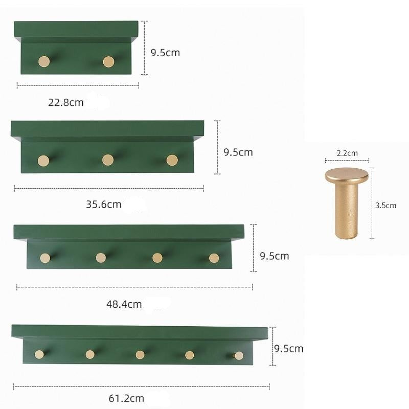 Skorter | Huxley Wall Shelf with Gold Hooks