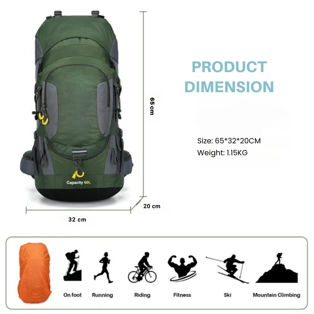 Skorter | 60L Waterproof Backpack – Ultimate Outdoor Backpack for All Adventures
