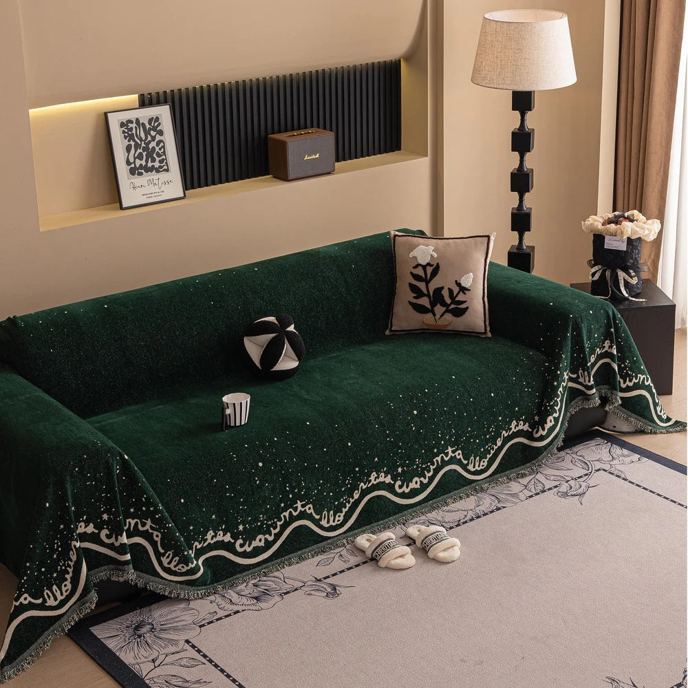 Skorter | Cursive Glittering Chenille Sofa Cover