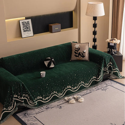 Skorter | Cursive Glittering Chenille Sofa Cover