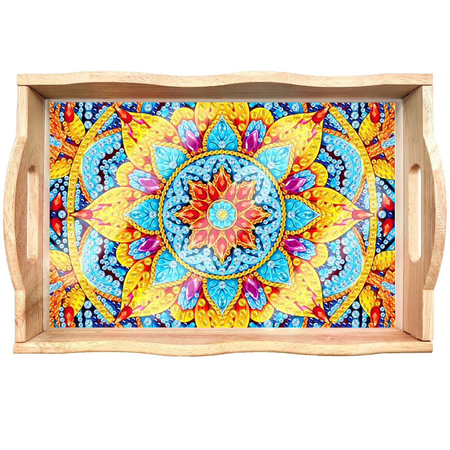 Skorter | DIY Diamond Painting Wooden Tray Food Tray with Handle Living Room Decoration Mandala Wooden Tray Kit