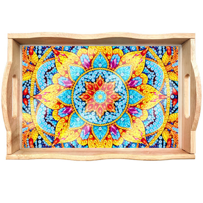 Skorter | DIY Diamond Painting Wooden Tray Food Tray with Handle Living Room Decoration Mandala Wooden Tray Kit