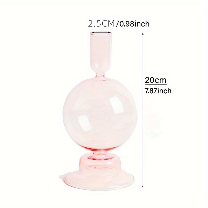 Skorter | 1pc Creative and Minimalist Glass Candle Holder Set - Lacquered Glass Vase Table Decoration for Living Room, Dining Table and Romantic Dinner