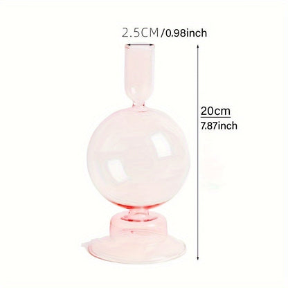 Skorter | 1pc Creative and Minimalist Glass Candle Holder Set - Lacquered Glass Vase Table Decoration for Living Room, Dining Table and Romantic Dinner