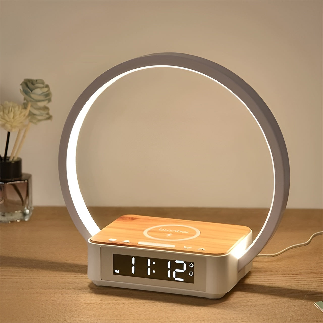 Skorter | GlowMax 3-in-1 LED Table Lamp – Wireless Charger, Alarm Clock & Touch Control