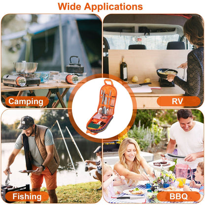 Skorter | 19-Piece: Camping Kitchen Utensil Set Portable Picnic Kitchen Equipment