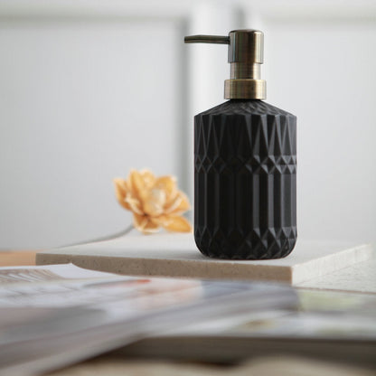 Skorter | CrystalFoam Glass Soap Dispenser | Diamond Pattern Design | Elegant Storage for Soap | Modern Bathroom Decor