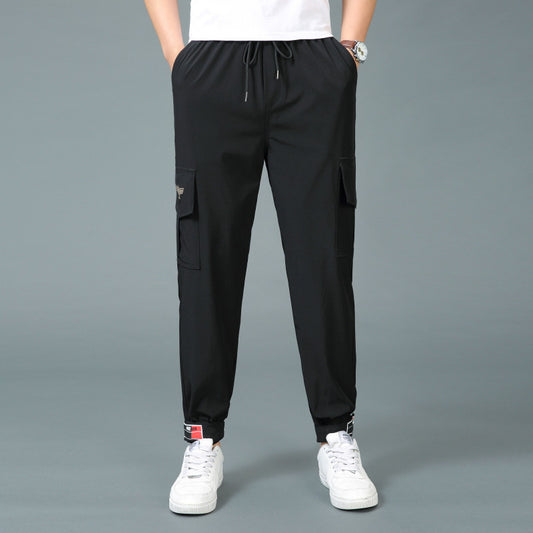 Herr cargobyxor med elastiskt midjeband och praktiska sidofickor Skorter