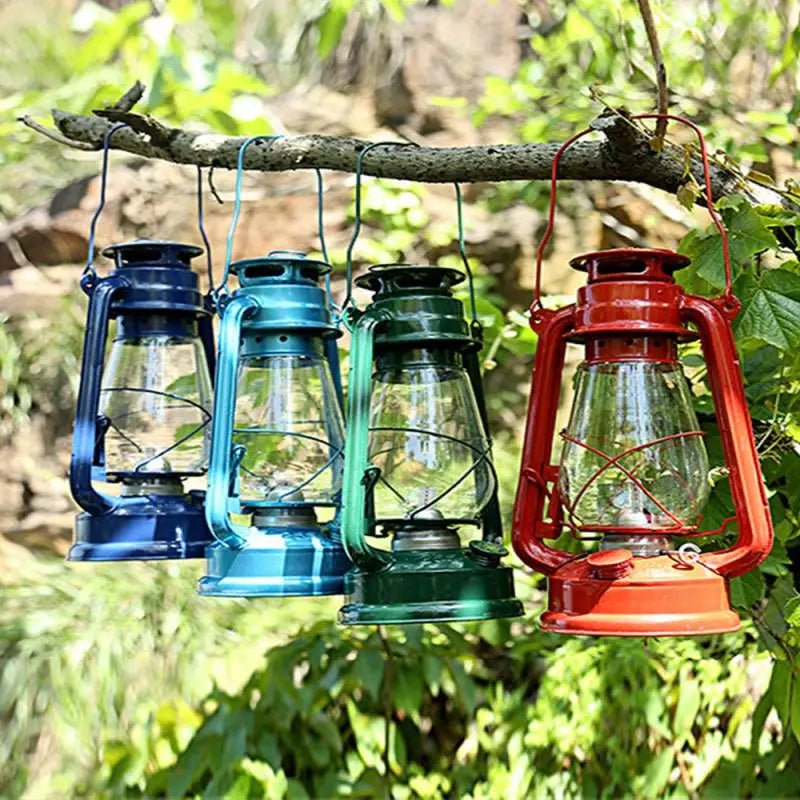 19/25cm Retro Outdoor Camping Kerosene Lamp Portable Lantern Bronze Colored Oil Lamp Vintage Photo Props Outdoor Camping Lights - SKØRTER