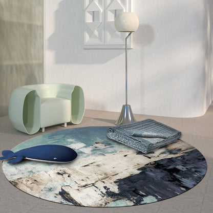 Skorter | Dark Industrial Area Rug Synthetic Abstract Oil Painting Print Rug Stain Resistant Carpet for Home Decor