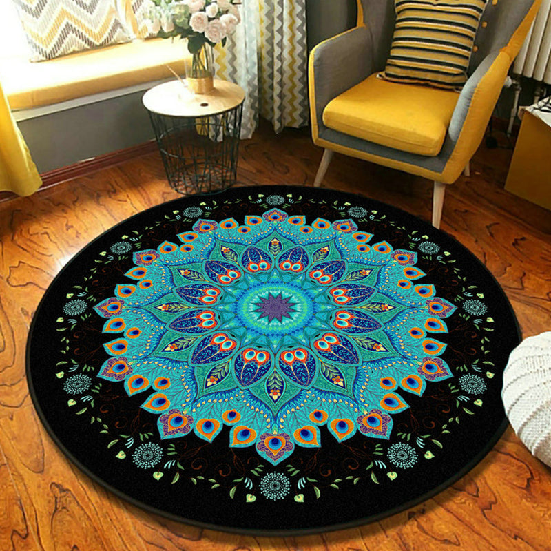 Skorter | Ethnic Moroccan Carpet Multicolor Mandala Rug non-slip backing stain-resistant rug for the guest room