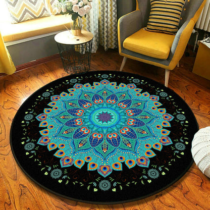 Skorter | Ethnic Moroccan Carpet Multicolor Mandala Rug non-slip backing stain-resistant rug for the guest room