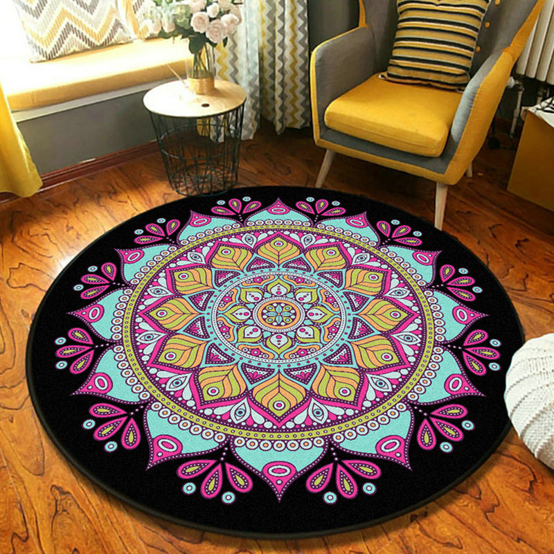 Skorter | Ethnic Moroccan Carpet Multicolor Mandala Rug non-slip backing stain-resistant rug for the guest room