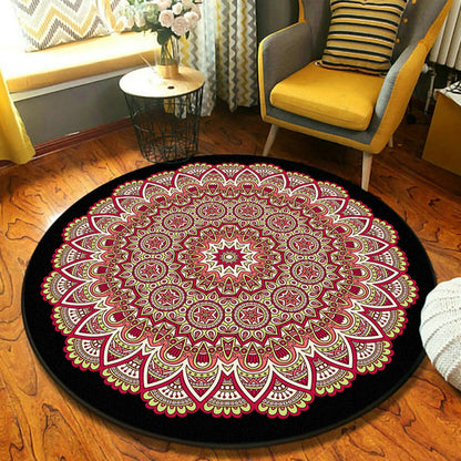 Skorter | Ethnic Moroccan Carpet Multicolor Mandala Rug non-slip backing stain-resistant rug for the guest room