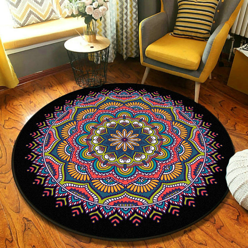 Skorter | Ethnic Moroccan Carpet Multicolor Mandala Rug non-slip backing stain-resistant rug for the guest room