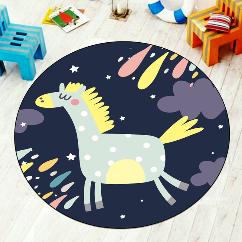 Skorter | Cartoon Kids Room Carpet Multi-Color Animals Carpet Polyester Washable Stain Resistant Non-Slip Bottom Carpet
