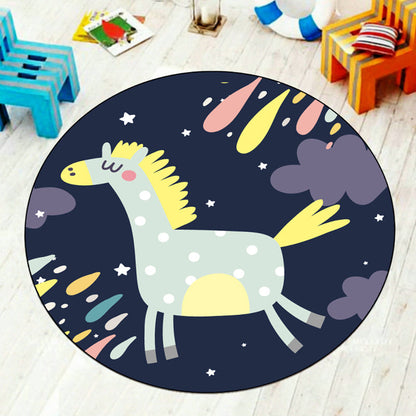 Skorter | Cartoon Kids Room Carpet Multi-Color Animals Carpet Polyester Washable Stain Resistant Non-Slip Bottom Carpet