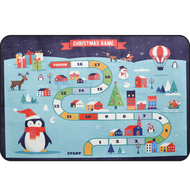 Skorter | Cartoon Railway Area Rug Multicolored polypropylene rug pet-friendly non-slip rug for children