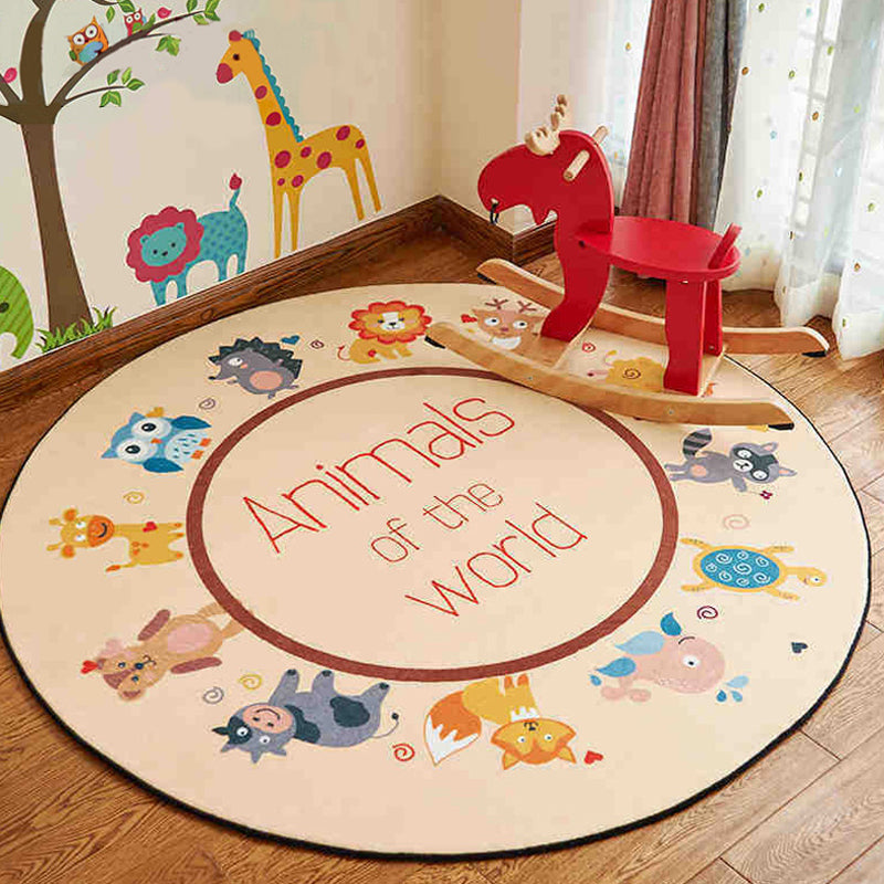 Skorter | Beautiful animal pattern rug pastel children's style rug polyester non-slip rug for the children's room