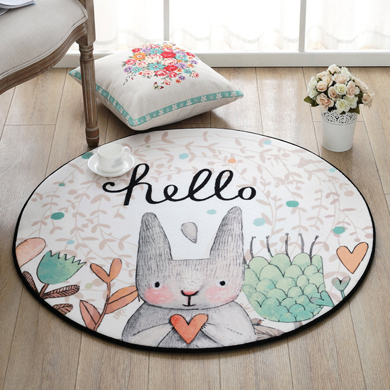 Skorter | Cute Cartoon Rug Multicolored Animal and Flower Print Rug Polypropylene Rug for Children's Room