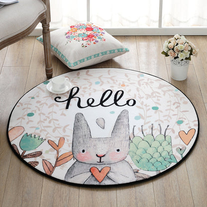 Skorter | Cute Cartoon Rug Multicolored Animal and Flower Print Rug Polypropylene Rug for Children's Room