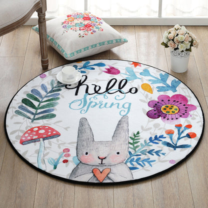 Skorter | Cute Cartoon Rug Multicolored Animal and Flower Print Rug Polypropylene Rug for Children's Room