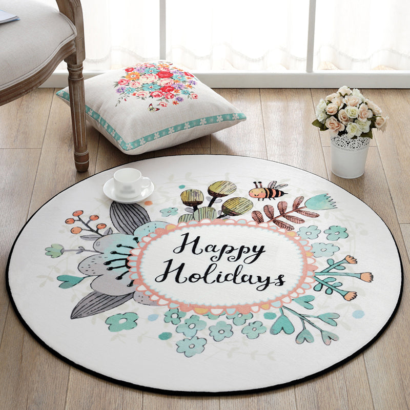 Skorter | Cute Cartoon Rug Multicolored Animal and Flower Print Rug Polypropylene Rug for Children's Room