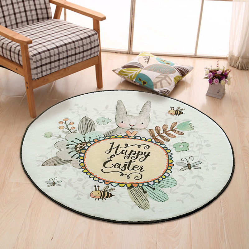 Skorter | Cute Cartoon Rug Multicolored Animal and Flower Print Rug Polypropylene Rug for Children's Room
