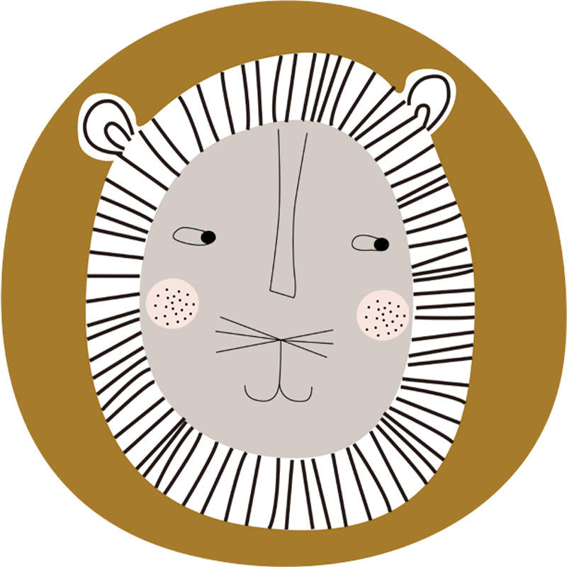 Skorter | Dark Color Cartoon Area Rug Synthetic Animal Head Carpet Stain Resistant Non-Slip Rug for Children's Room