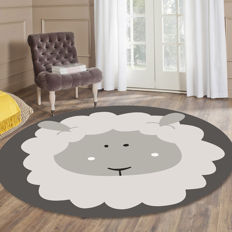 Skorter | Dark Color Cartoon Area Rug Synthetic Animal Head Carpet Stain Resistant Non-Slip Rug for Children's Room