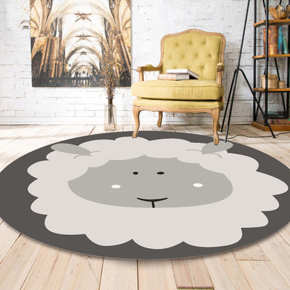 Skorter | Dark Color Cartoon Area Rug Synthetic Animal Head Carpet Stain Resistant Non-Slip Rug for Children's Room